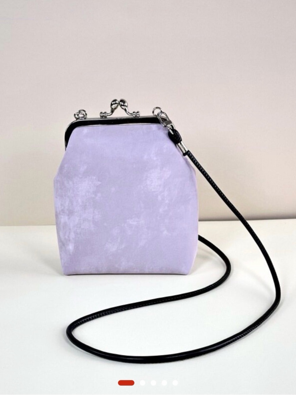 Lilac Velvet Frame Crossbody Bag
